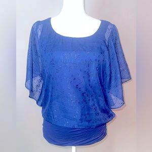 Studio Y Women’s Blue Top with Subtle Sparkle and Shine - Size Small